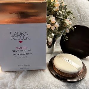 Laura Geller face and body glow bronzer.